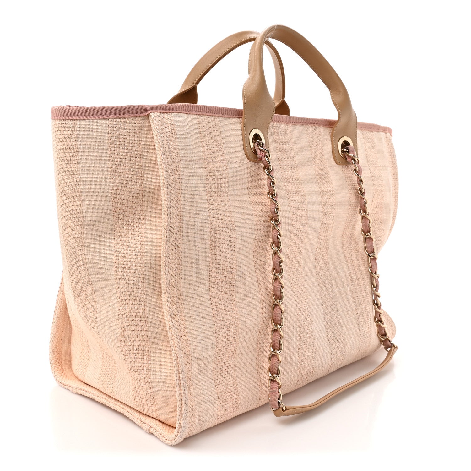 Chanel Mixed Fibers Calfskin Striped Medium Deauville Tote Light Pink 3 of 13