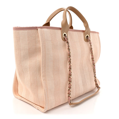 Chanel Mixed Fibers Calfskin Striped Medium Deauville Tote Light Pink 3 of 13