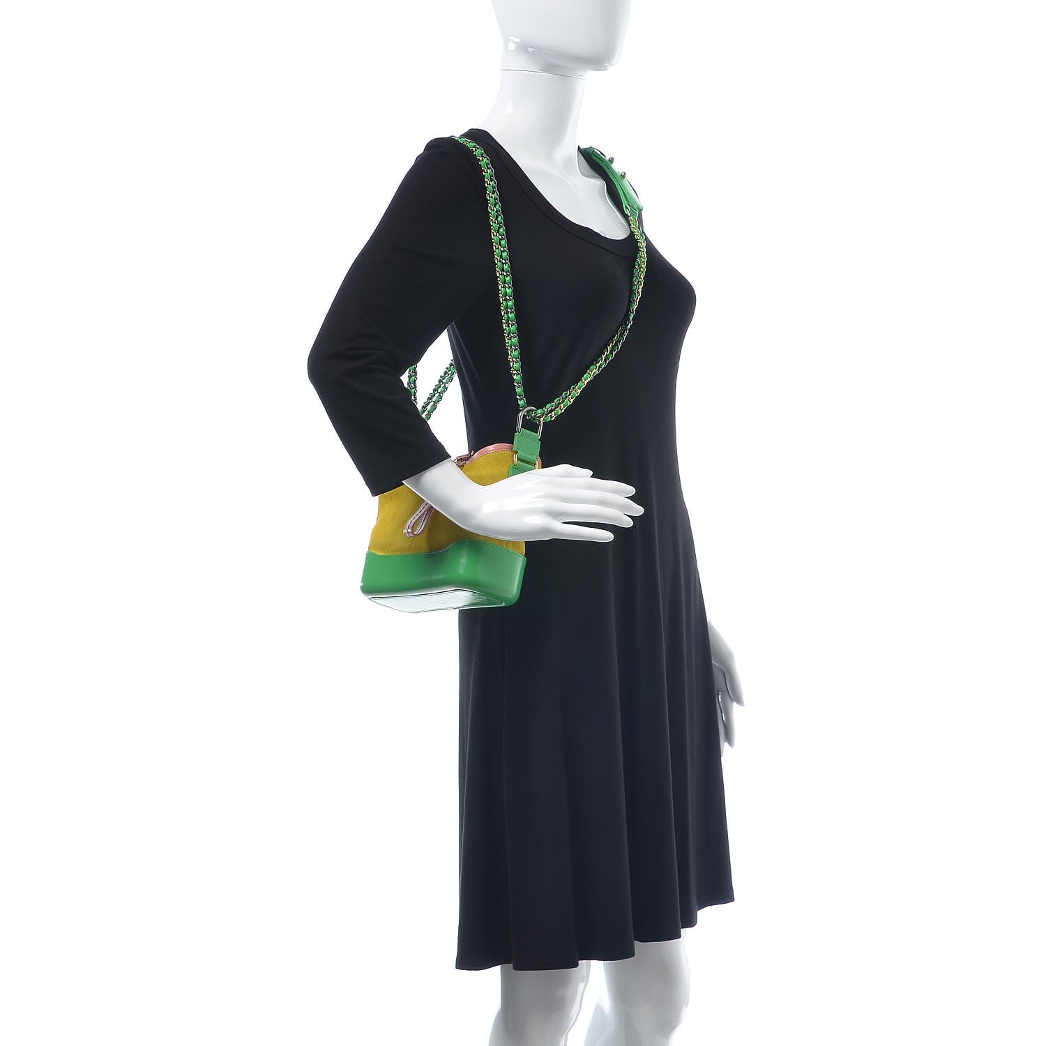 Chanel Suede Calfskin Quilted Small Gabrielle Hobo Pink Green Yellow 3 of 9