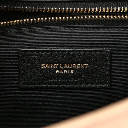 Saint Laurent Grain De Poudre Mixed Matelasse Large Triquilt Monogram Satchel Dark Beige 6 of 25