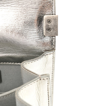 Chanel Metallic Goatskin Quilted North South Boy Flap Silver 11 of 16