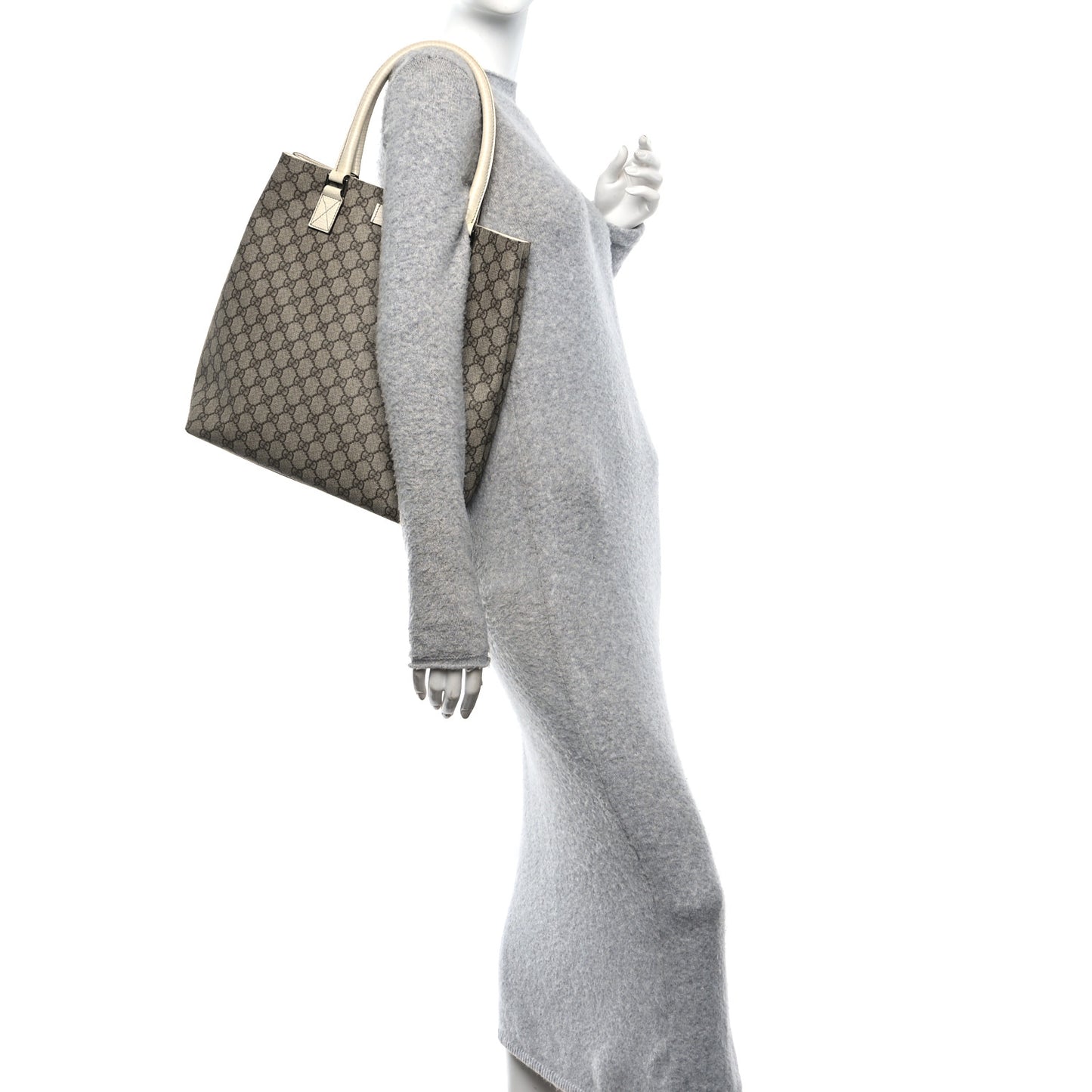 GG Plus Monogram Small Vertical Tote Off White