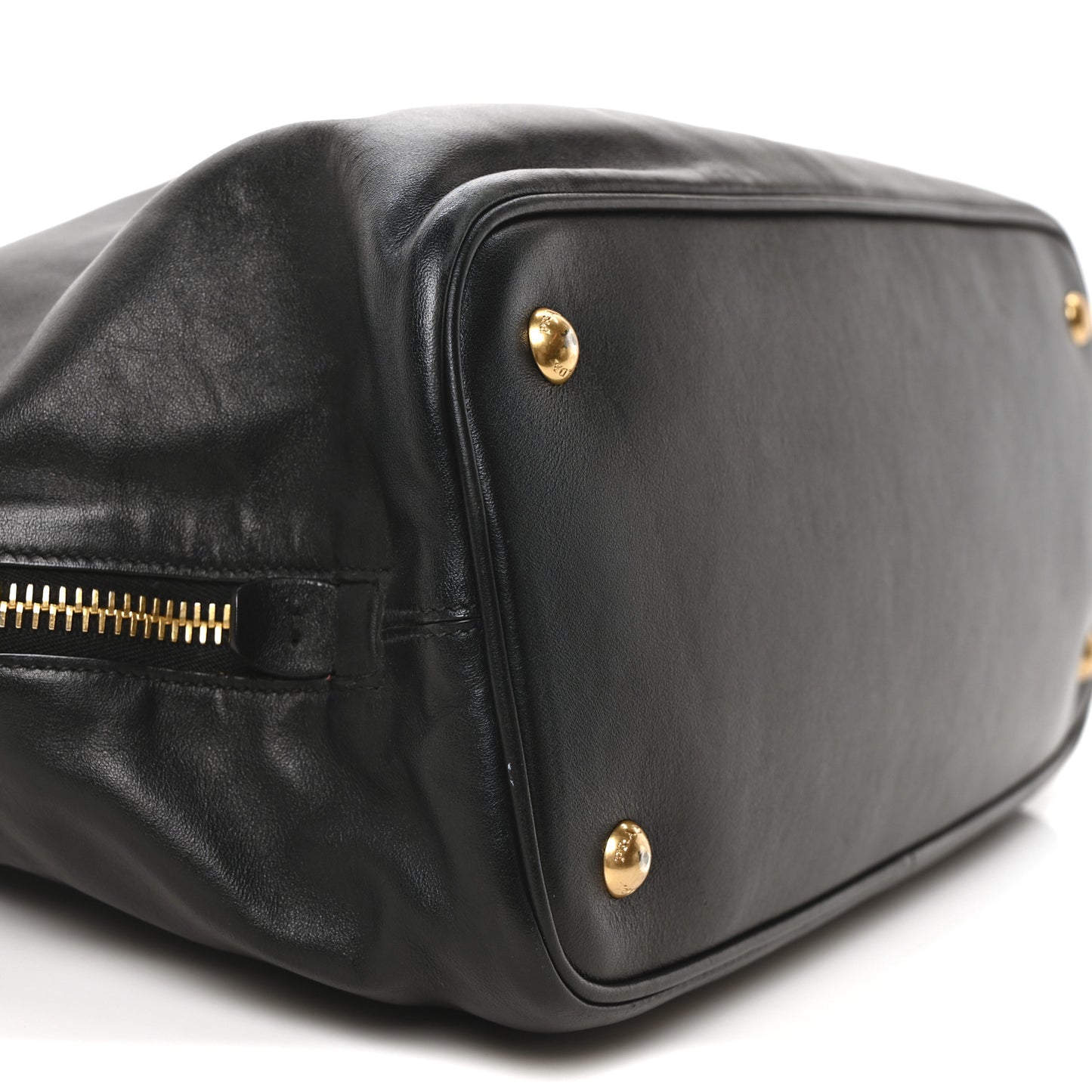 Soft Calf Side Zip Tote Black