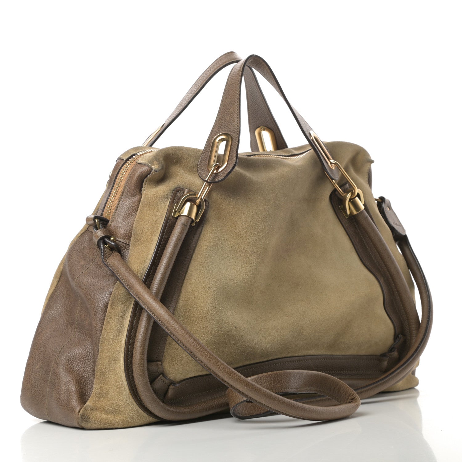 Chloe Suede Calfskin Large Paraty Khaki 3 of 17