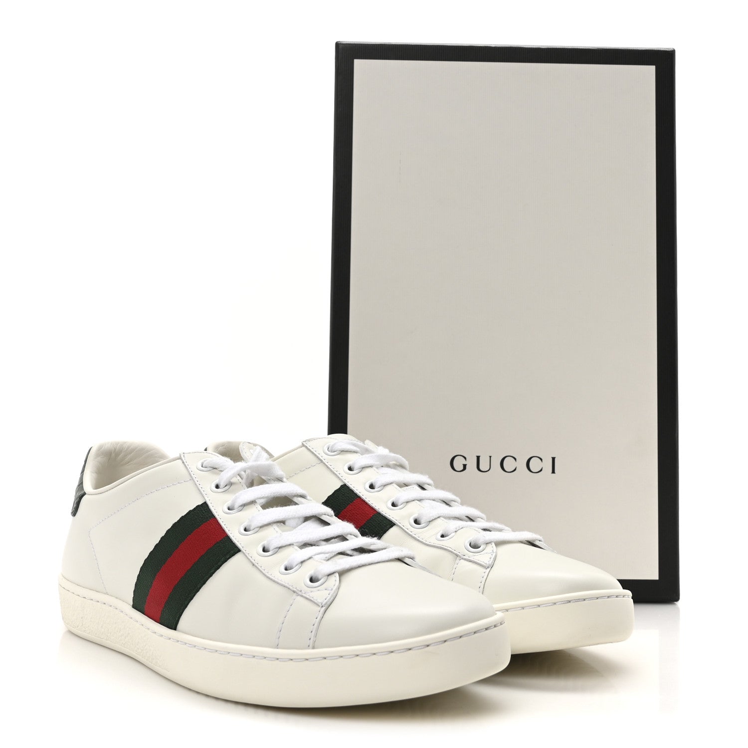 Gucci Calfskin Crocodile Web Womens Ace Sneakers 38.5 White Green 9 of 9