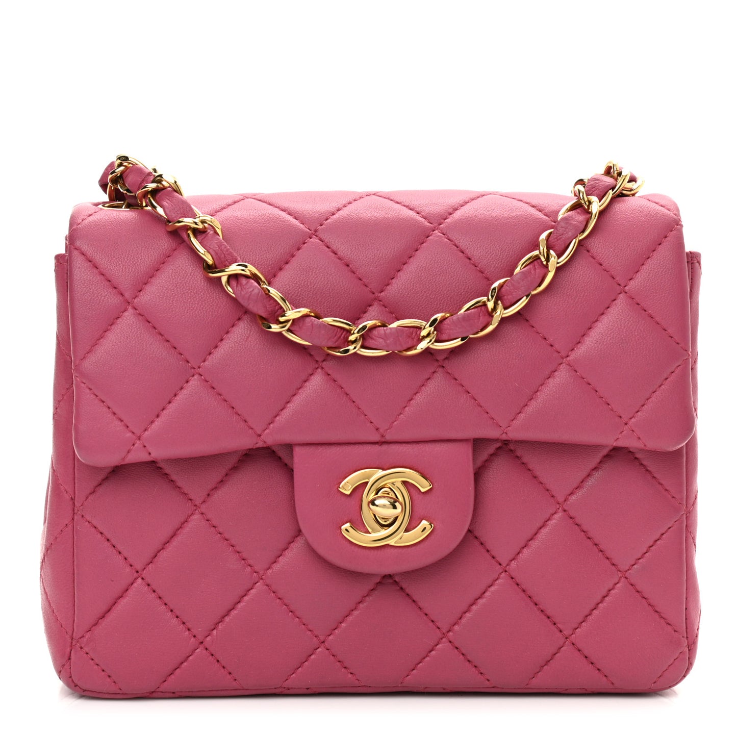 Lambskin Quilted Mini Square Flap Bag Pink