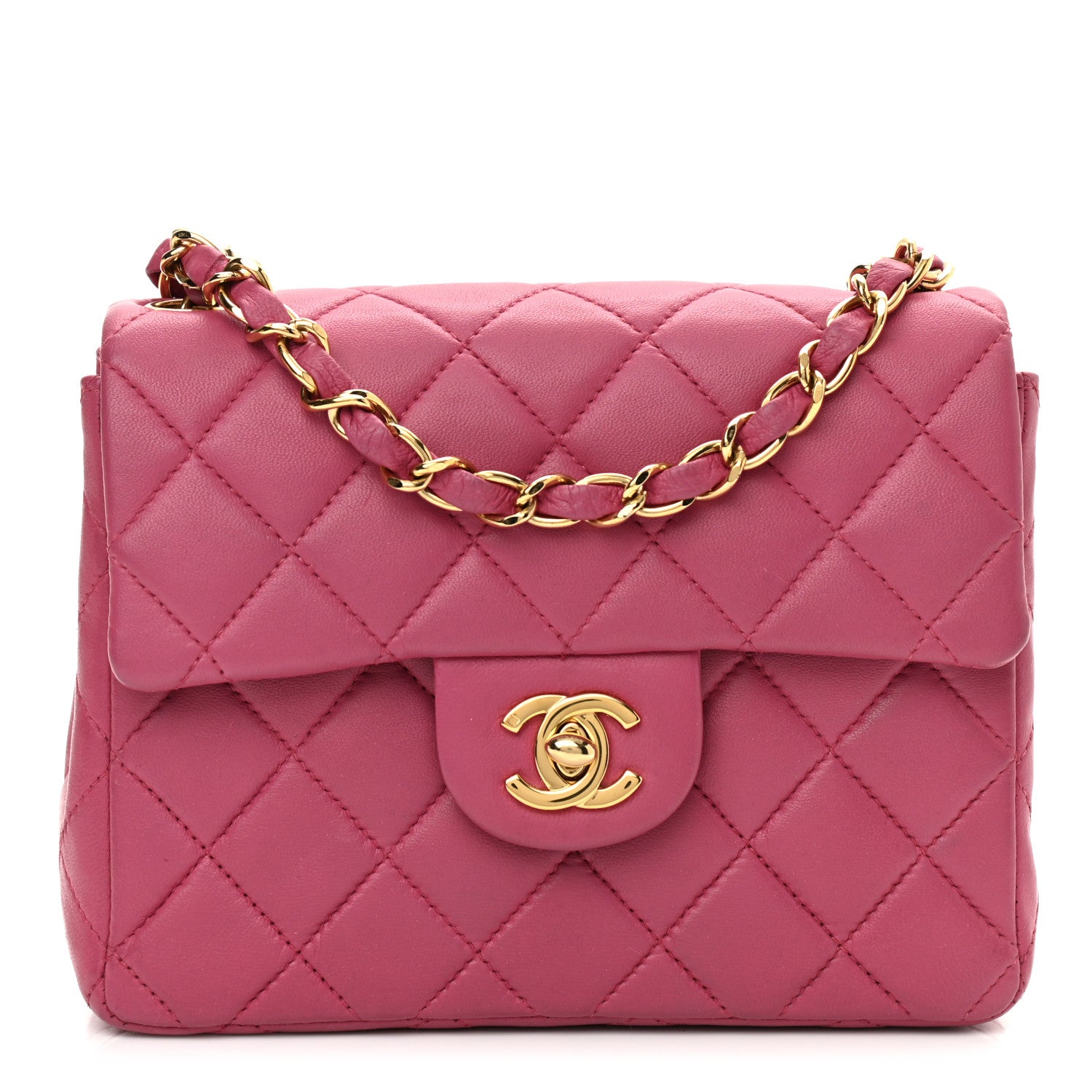 Chanel Lambskin Quilted Mini Square Flap Bag Pink 1 of 11
