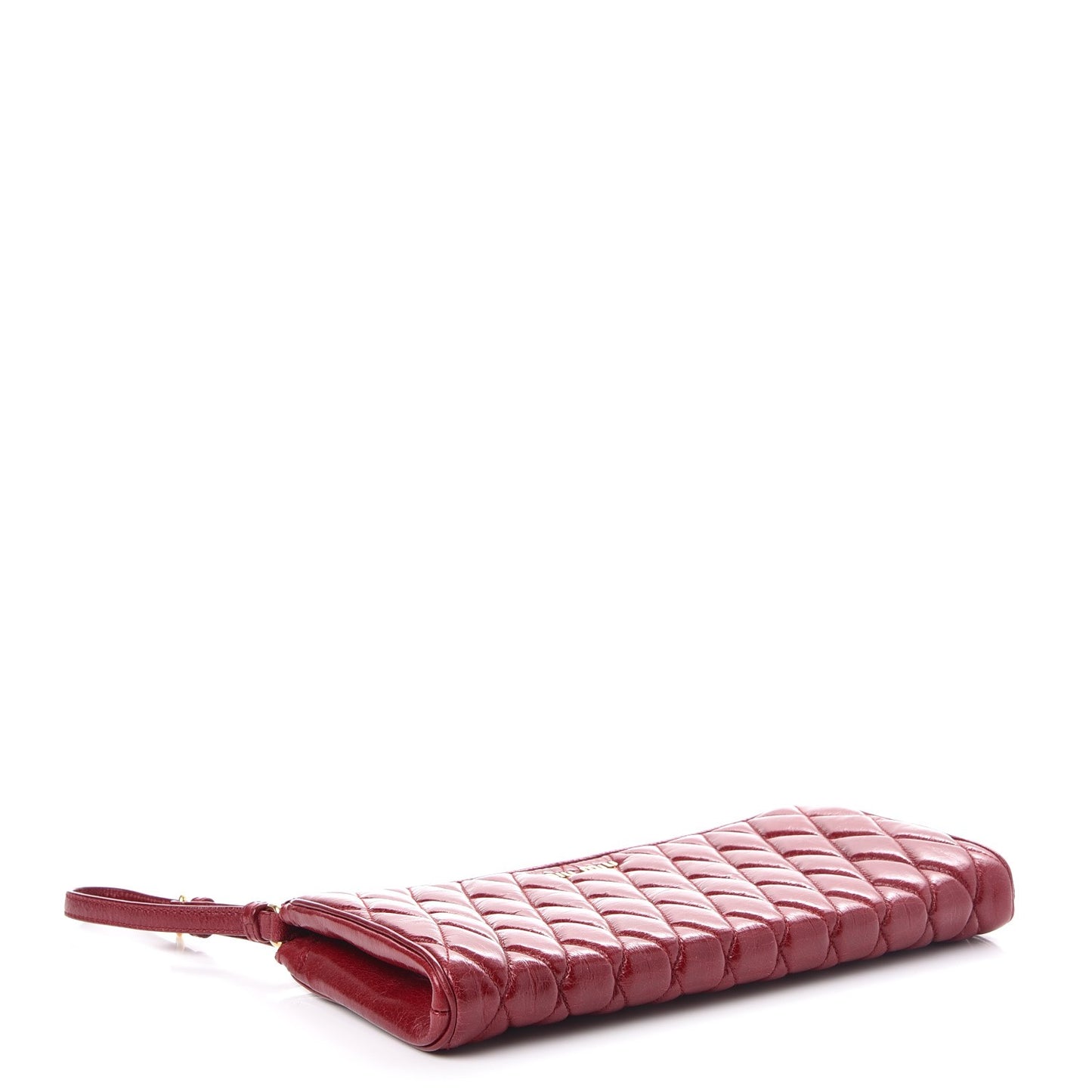 Vitello Shine Quilted Wristlet Rubino
