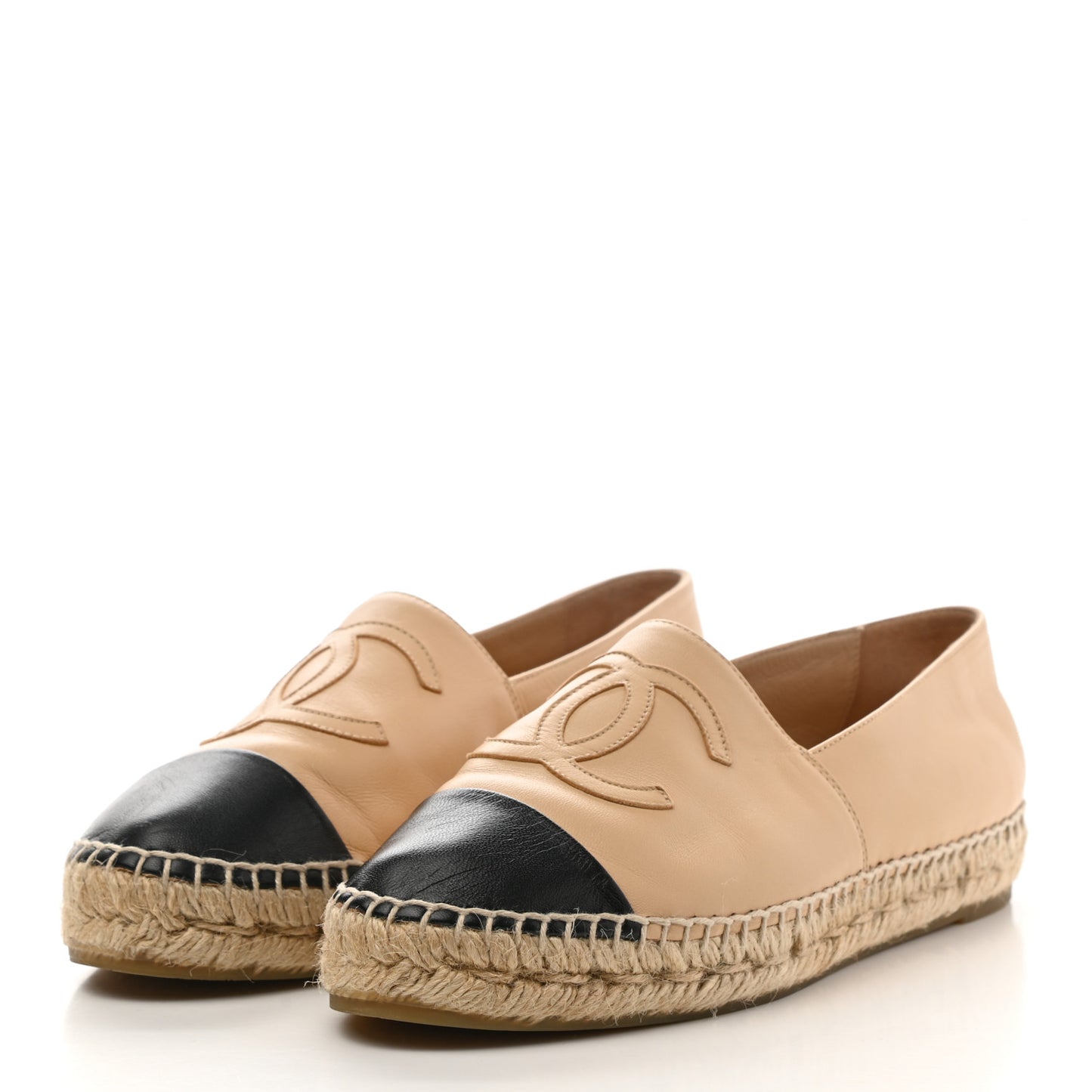 Lambskin CC Espadrilles 37 Beige Black