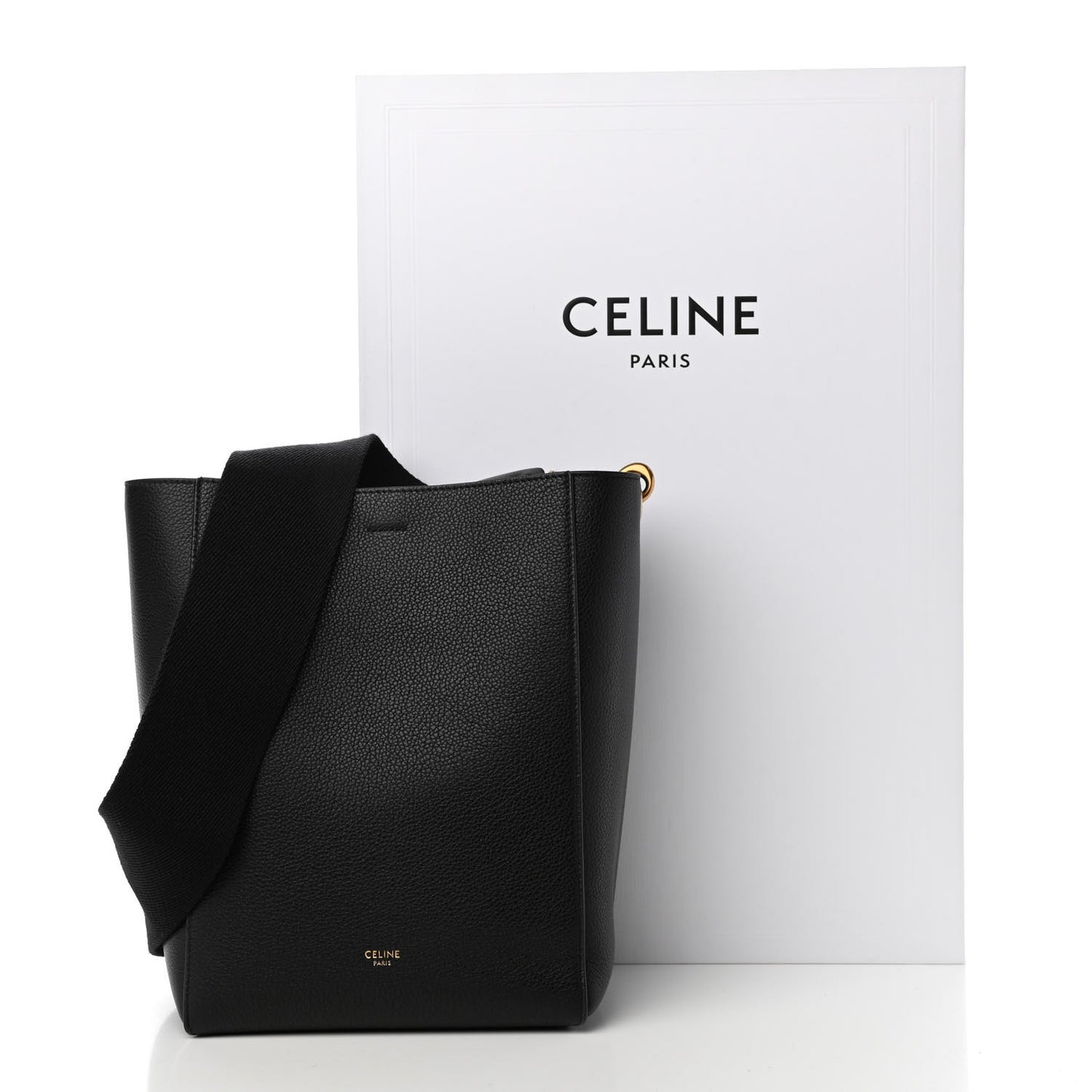 Soft Grained Calfskin Small Sangle Bucket Bag Black