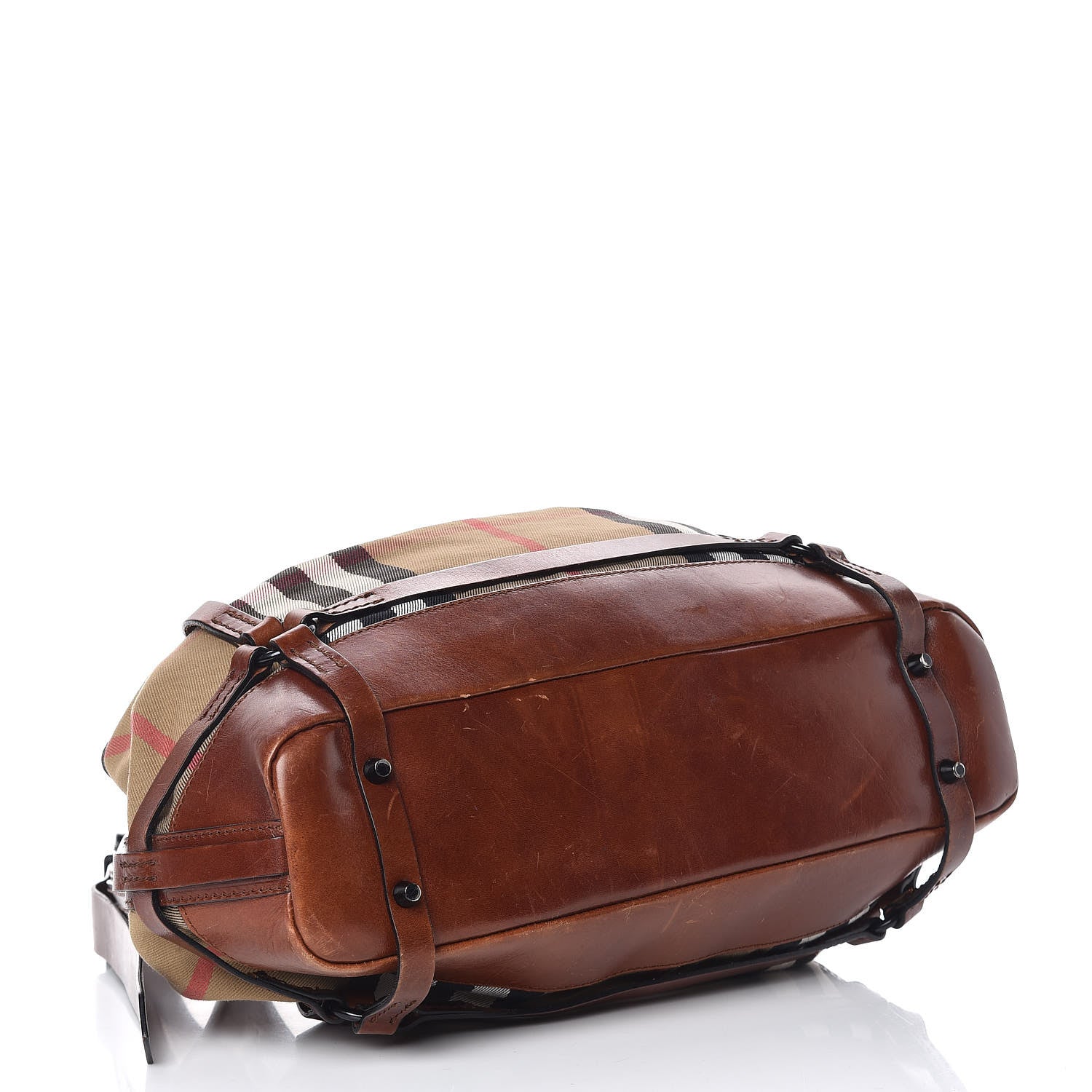 Burberry Bridle Calfskin House Check Kenton Hobo Brown 4 of 27