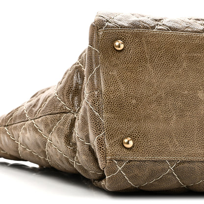 Chanel Crumpled Grained Calfskin Large Coco Pleats Tote Khaki 9 of 10