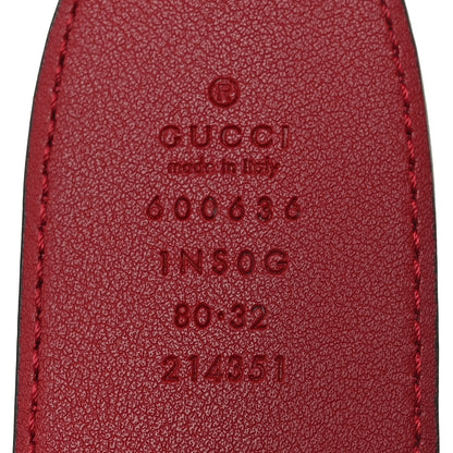 Gucci Efesto Leather Horsebit 25mm Belt 80 32 New Cherry Red 4 of 4