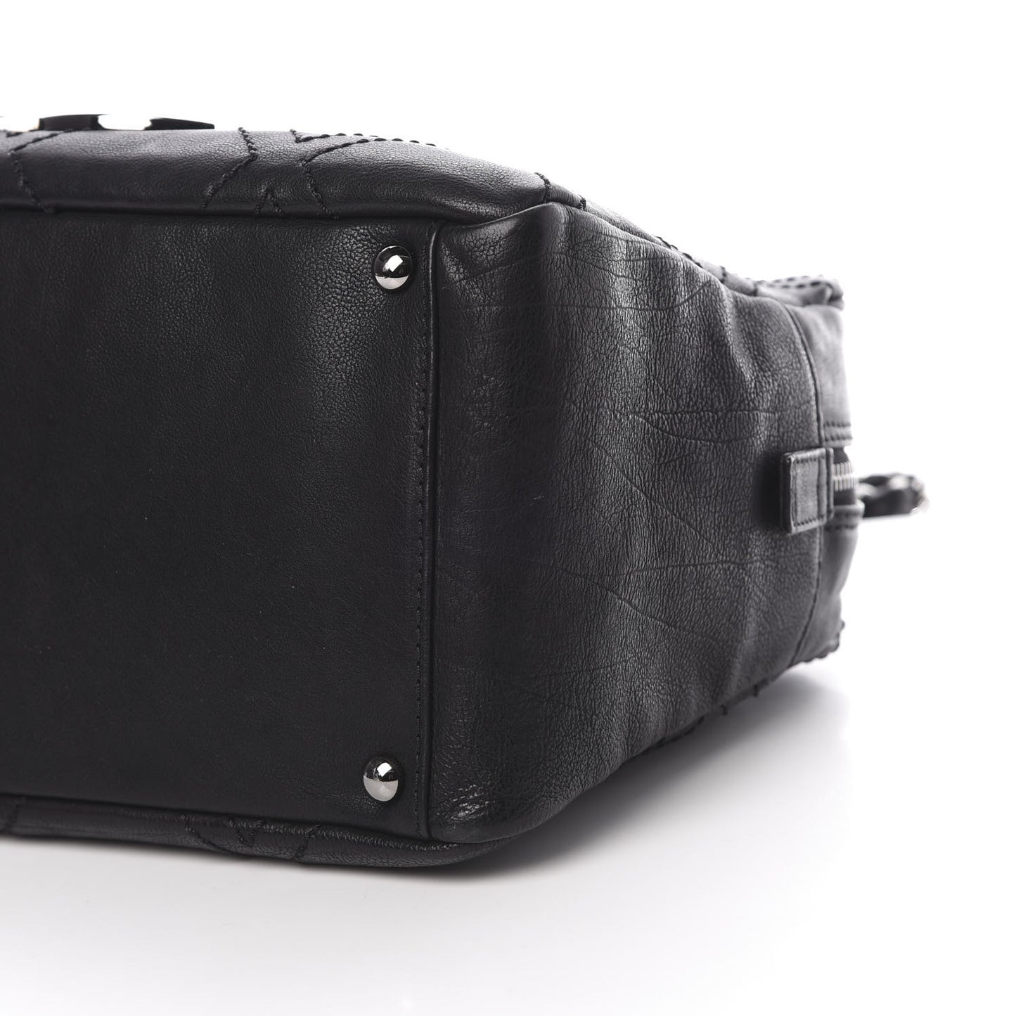 Calfskin Diamond Stitch Tote Black