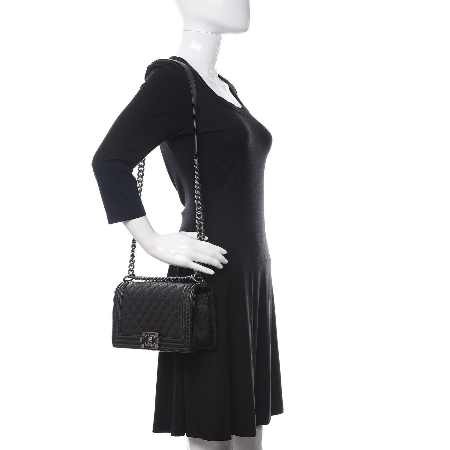 Calfskin Quilted Medium Boy Flap Black