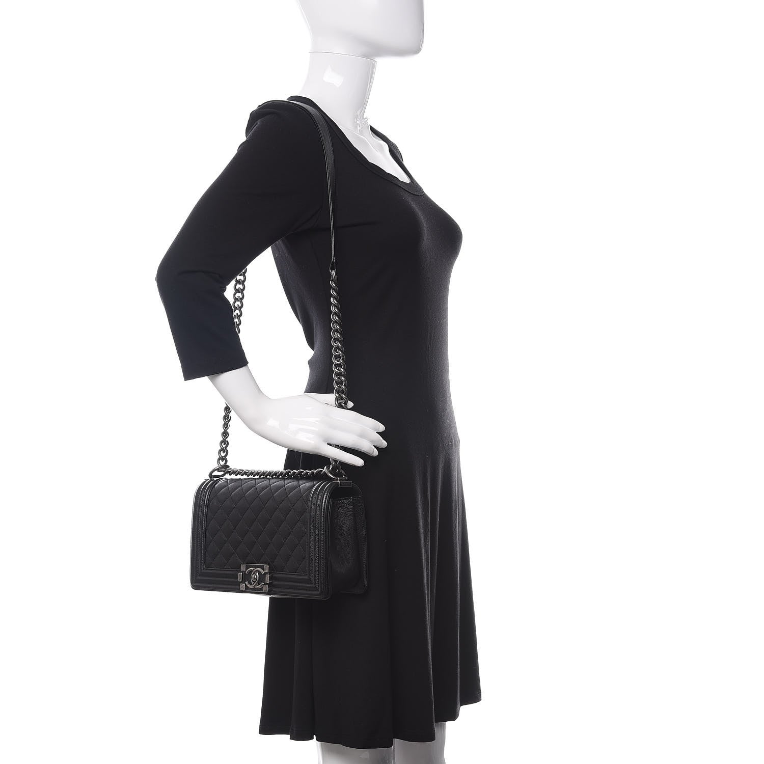 Chanel Calfskin Quilted Medium Boy Flap Black 2 of 12