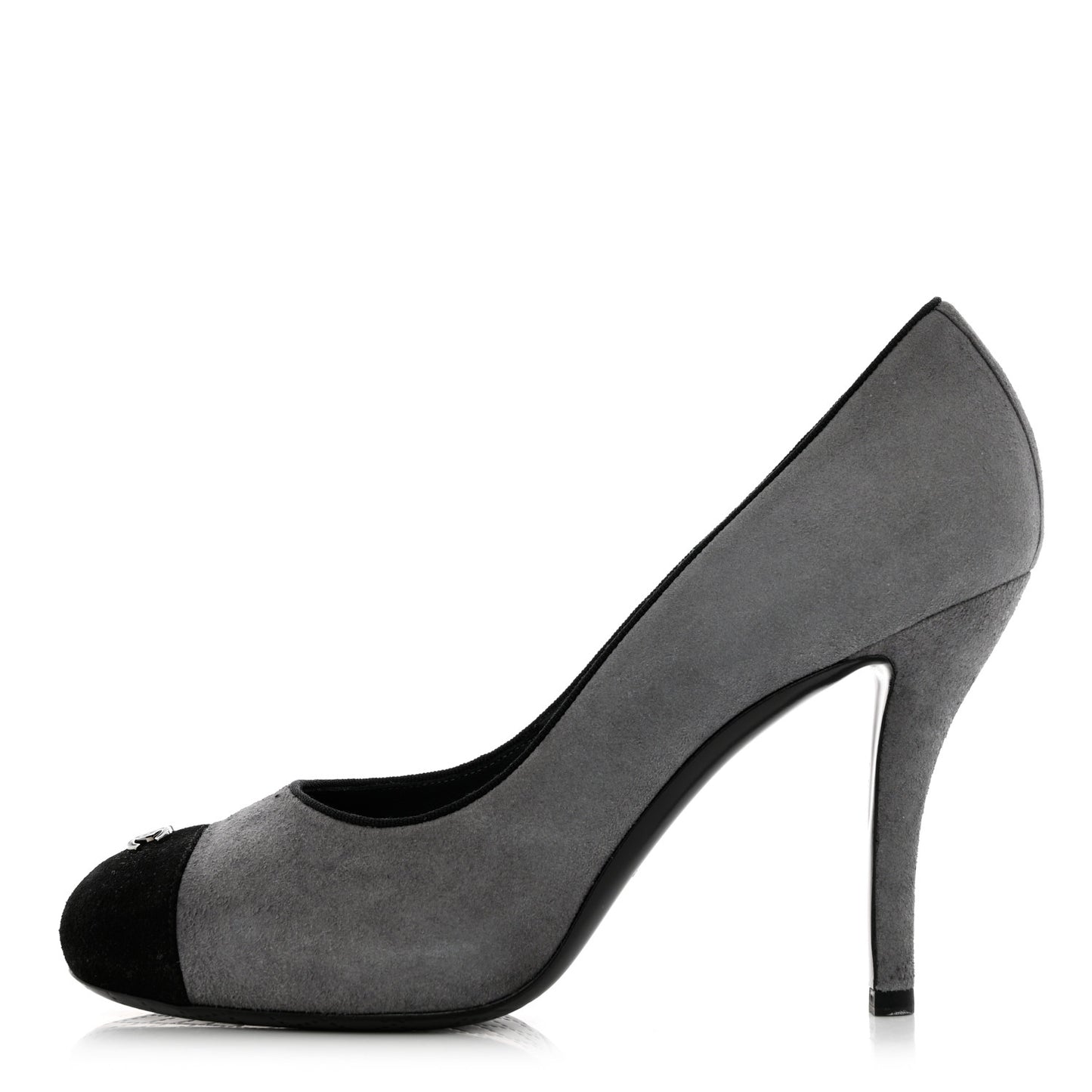 Suede Cap Toe Pumps 40 Grey Black