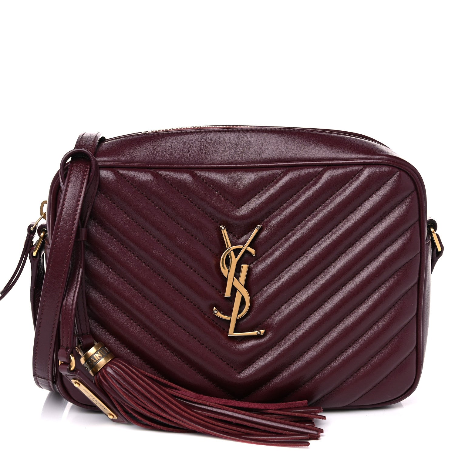 Saint Laurent Calfskin Matelasse Monogram Lou Camera Bag Dark Legion Red 1 of 13