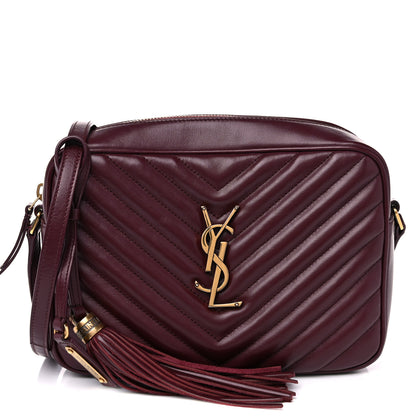Saint Laurent Calfskin Matelasse Monogram Lou Camera Bag Dark Legion Red 1 of 13