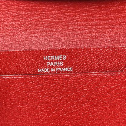 Hermes Chevre Mysore Bearn Card Holder Wallet Rouge Casaque 6 of 9
