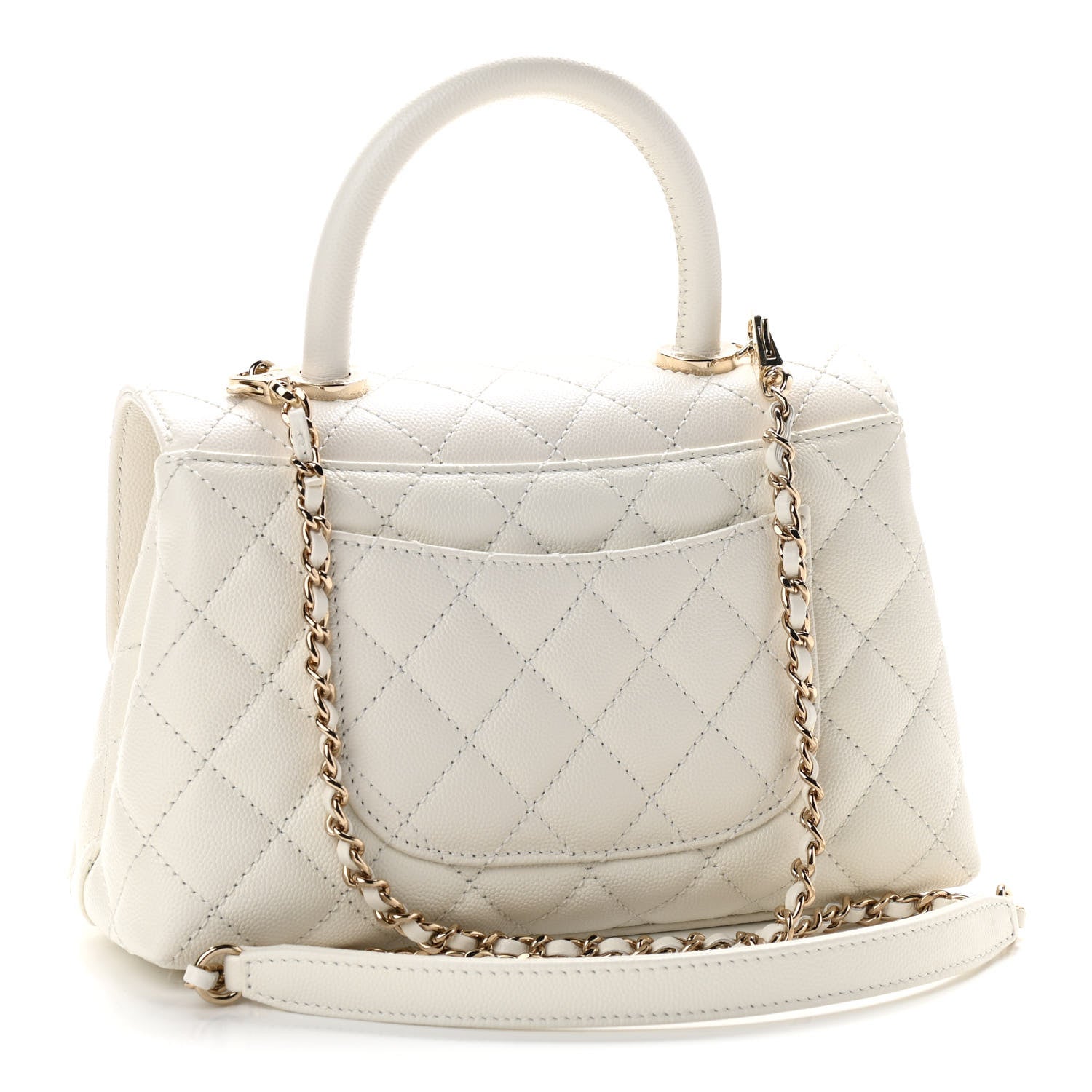 Chanel Caviar Quilted Mini Coco Handle Flap White 2 of 11