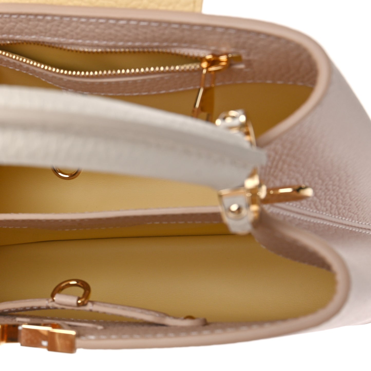 Taurillon Enamel Flower Chain Capucines BB Beige Yellow Creme