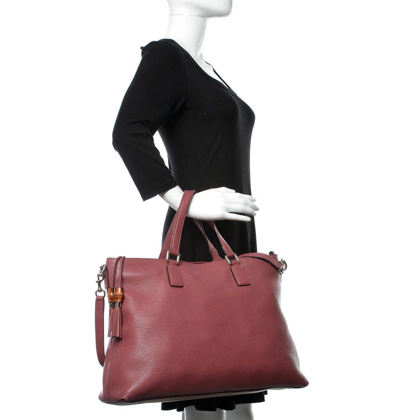 Calfskin Large Bamboo Tassel Top Handle Tote Peonia Flower