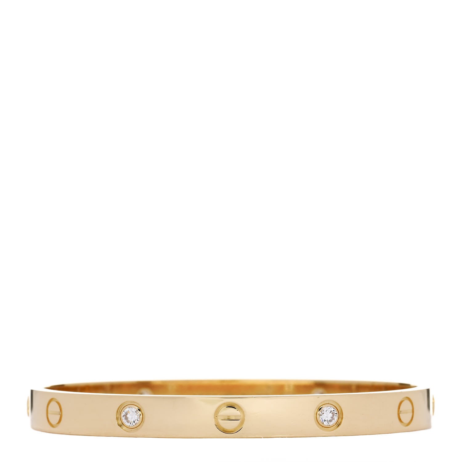 Cartier 18K Yellow Gold 4 Diamond LOVE Bracelet 17 2 of 9