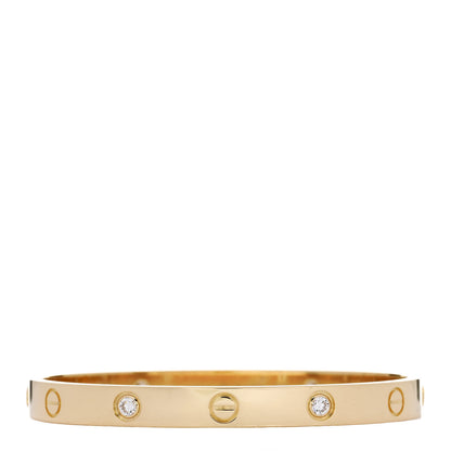Cartier 18K Yellow Gold 4 Diamond LOVE Bracelet 17 2 of 9