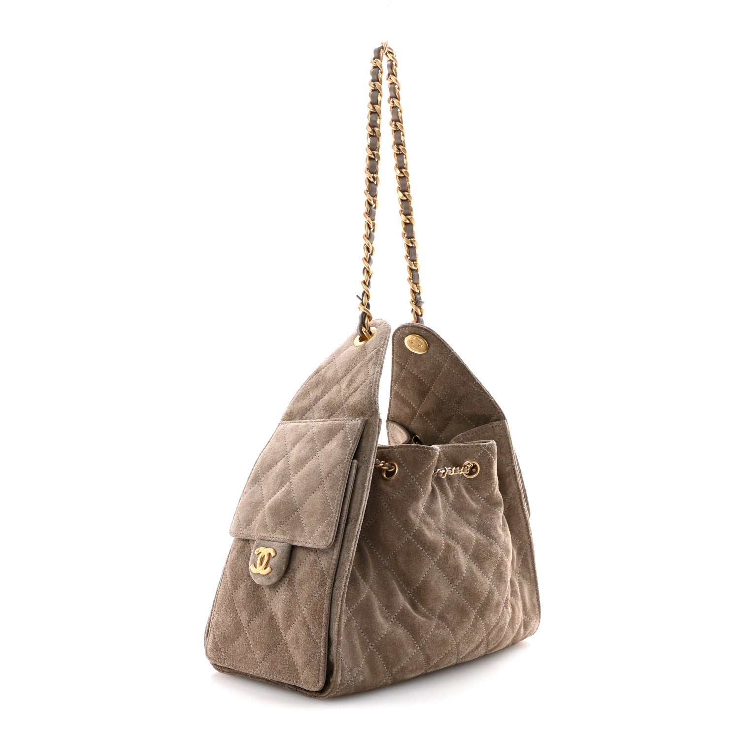 Chanel Suede Quilted Small Chanel 25 Handbag Dark Grey 3 of 11
