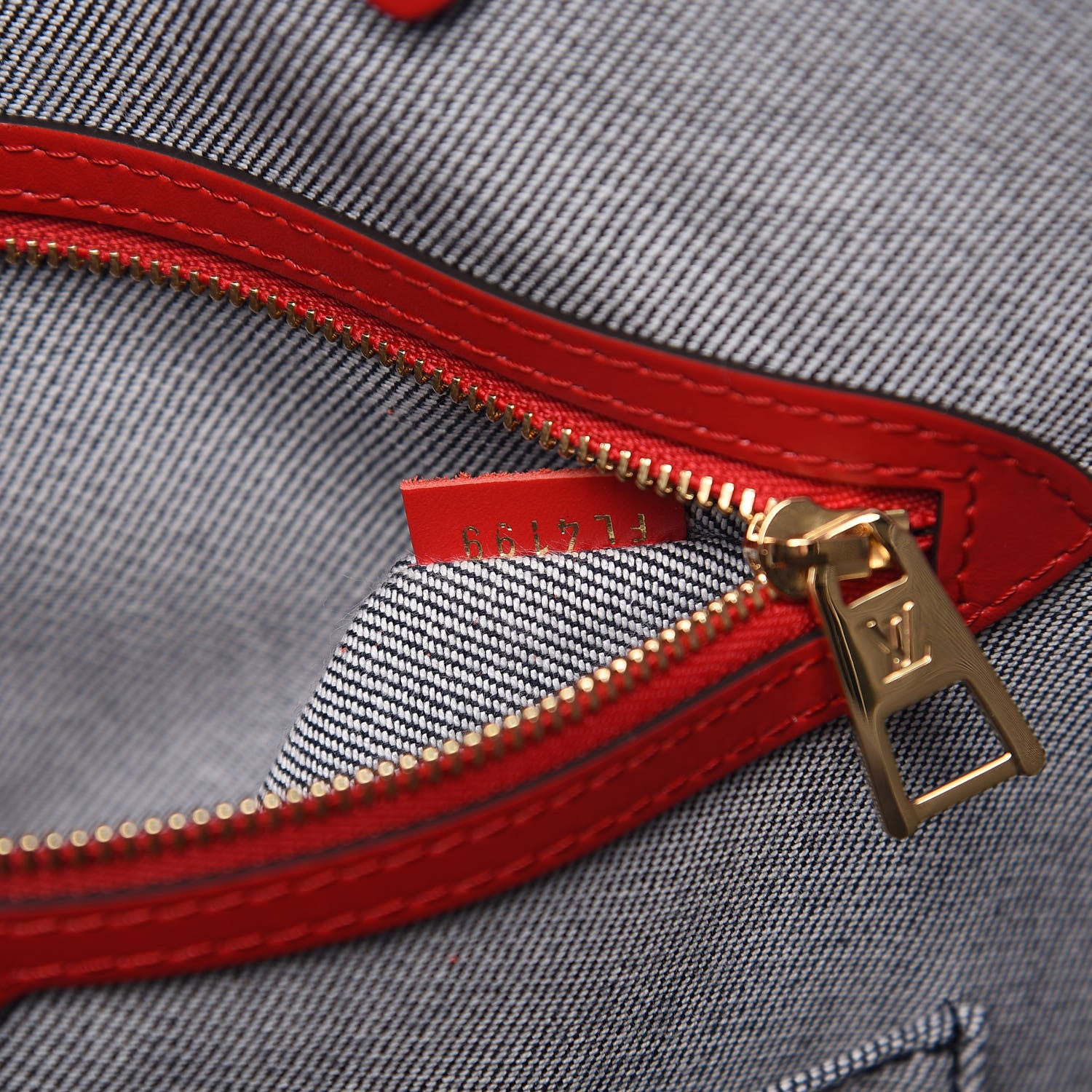 Louis Vuitton Denim Damier Monogram Onthego Blue Rouge 7 of 10