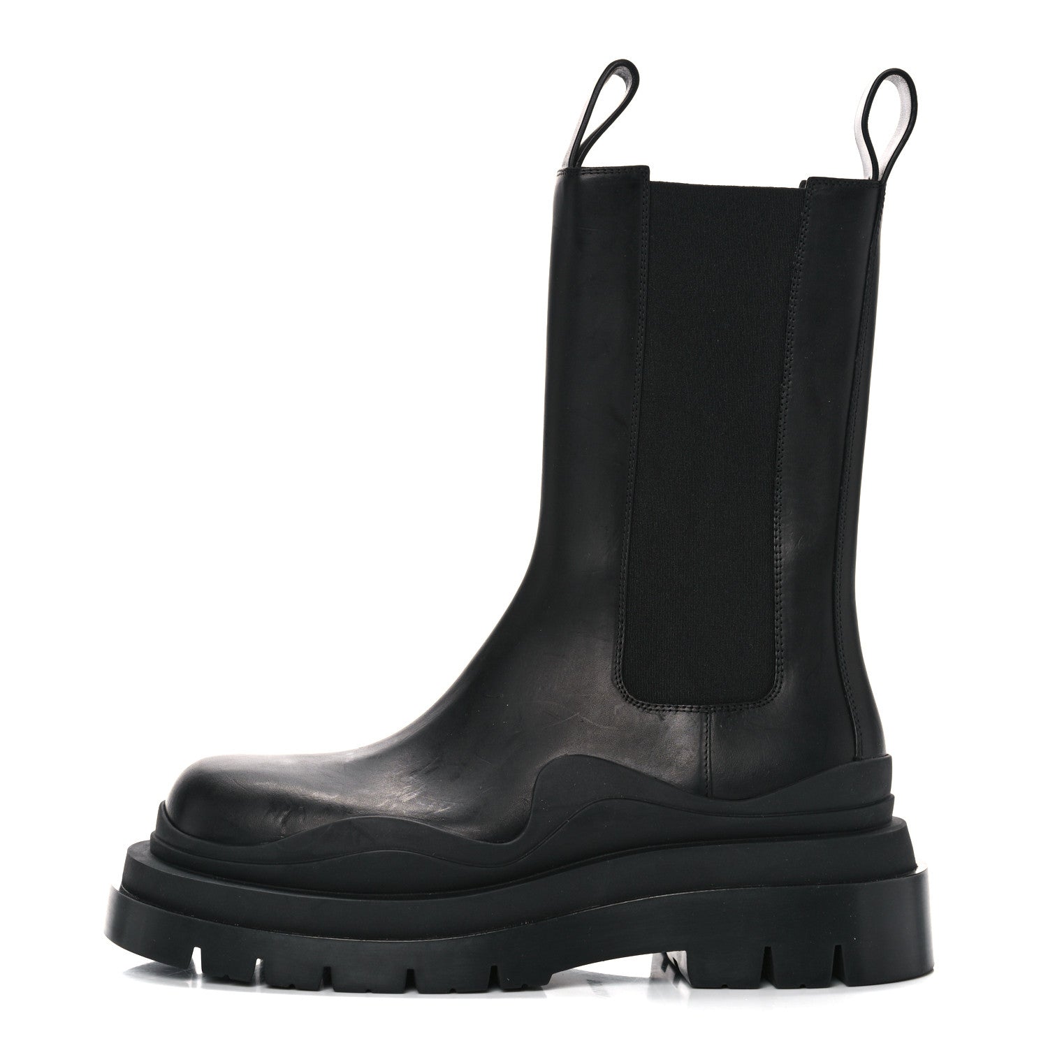 Bottega Veneta Calfskin The Tire Chelsea Boots 38.5 Black 1 of 13
