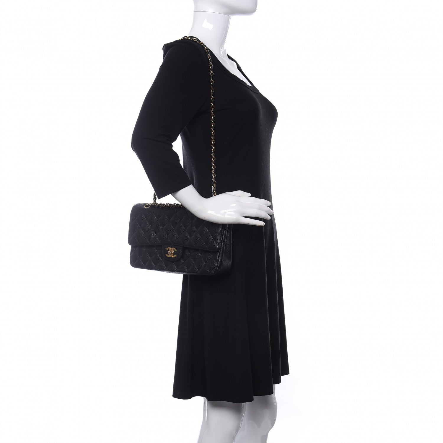 Chanel Caviar Quilted Medium Double Flap Black 2 of 11