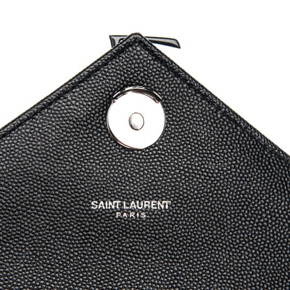 Saint Laurent Grain De Poudre Textured Mixed Matelasse Large Triquilt Monogram Monochrome Satchel Black 6 of 9