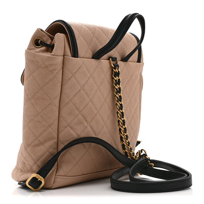 Chanel Caviar Quilted Filigree Backpack Beige Black 3 of 10