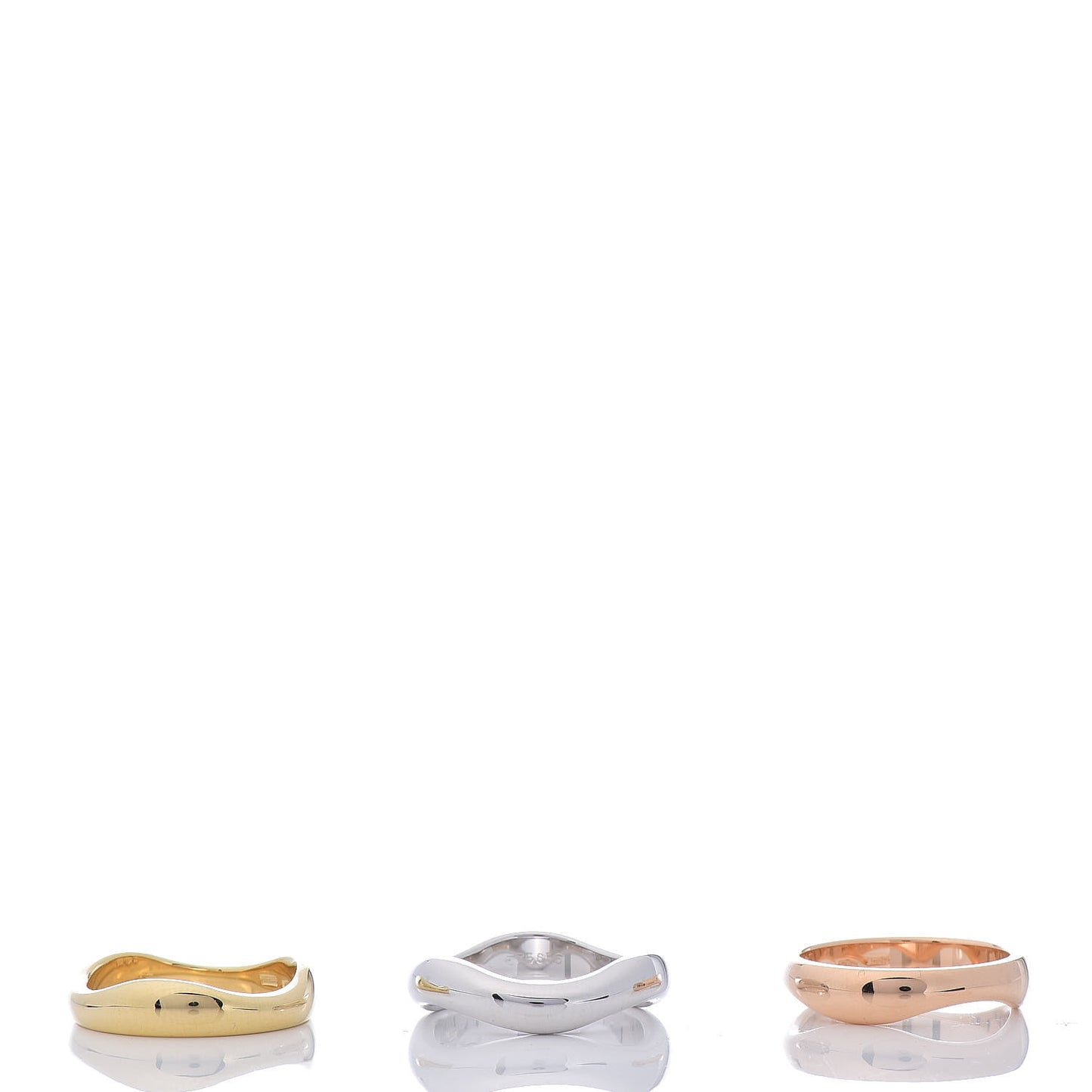 18K Pink Yellow White Gold Love Me Band Ring Set of 3 50 5.25