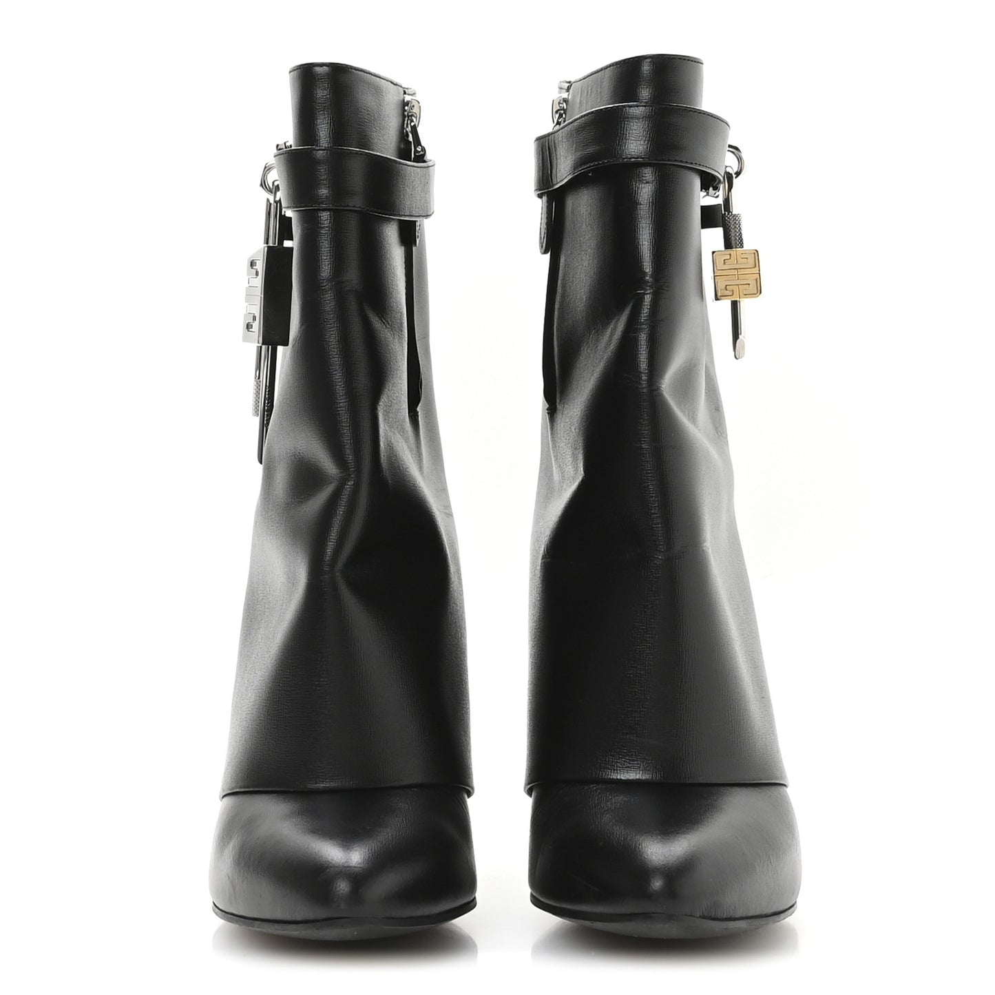 Calfskin Shark Lock Ankle Boots 39 Black