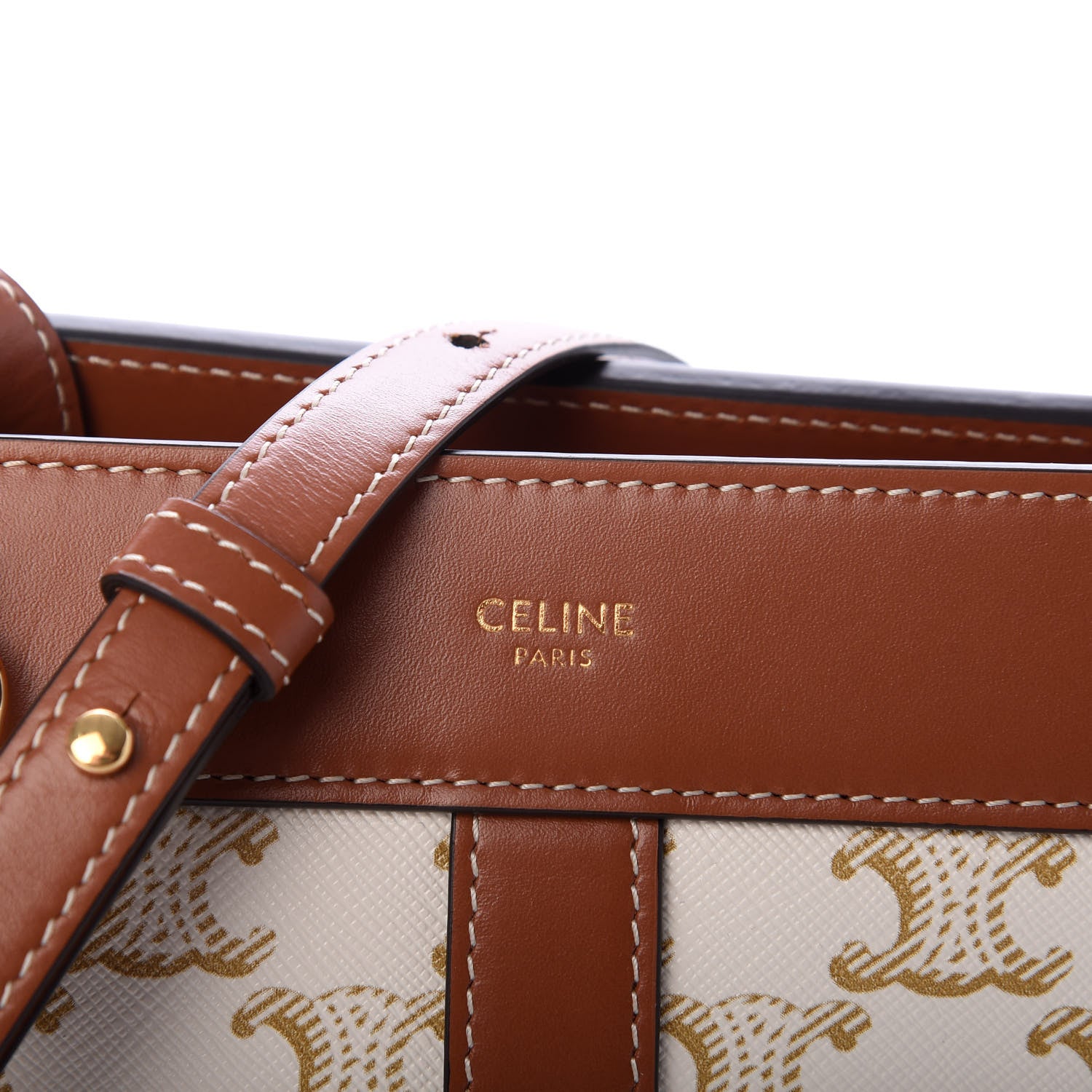 Celine Calfskin Canvas Triomphe Teen Cabas De France White 731215