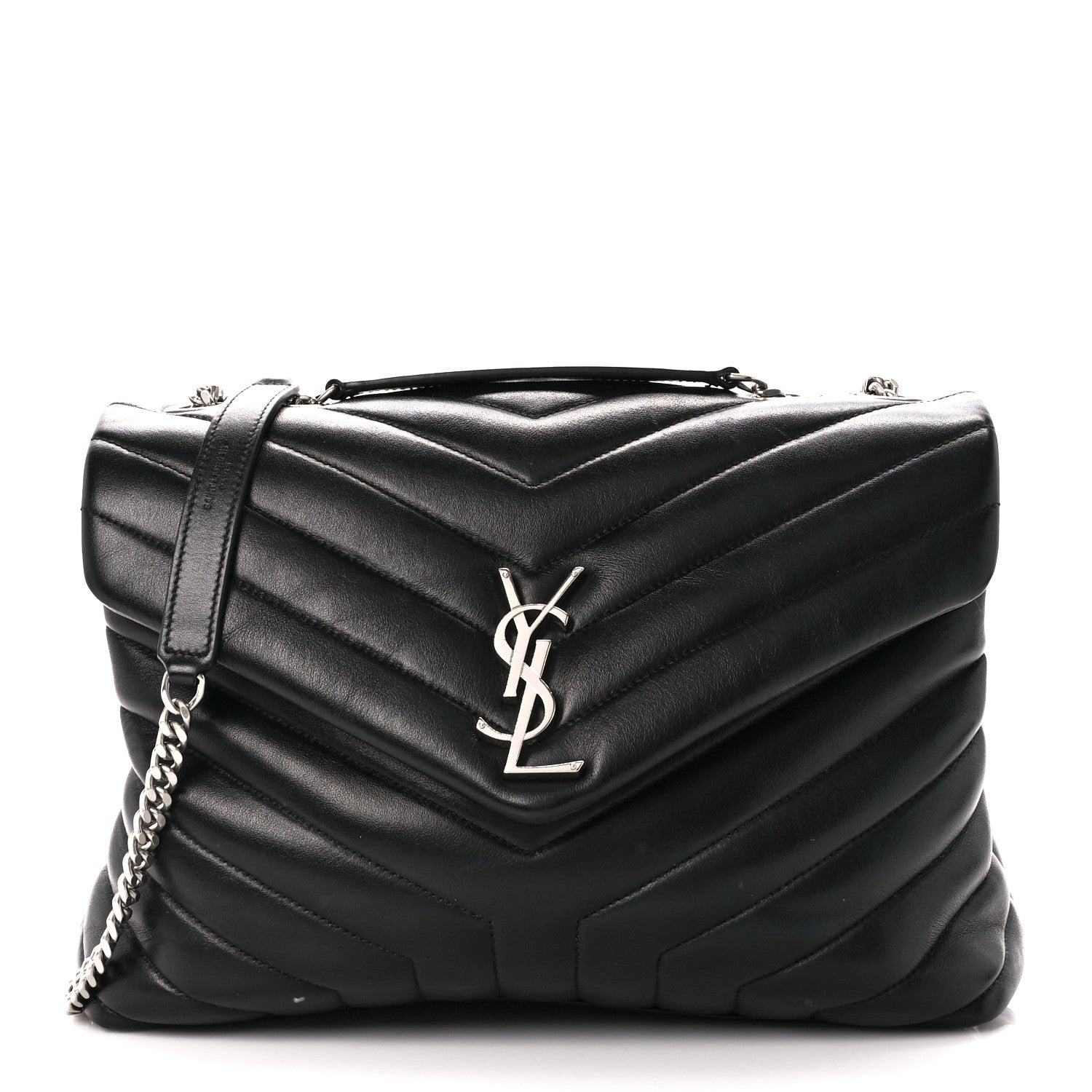Saint Laurent Calfskin Y Quilted Monogram Medium Loulou Chain Satchel Black 1 of 11