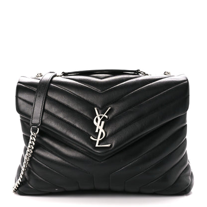 Saint Laurent Calfskin Y Quilted Monogram Medium Loulou Chain Satchel Black 1 of 11