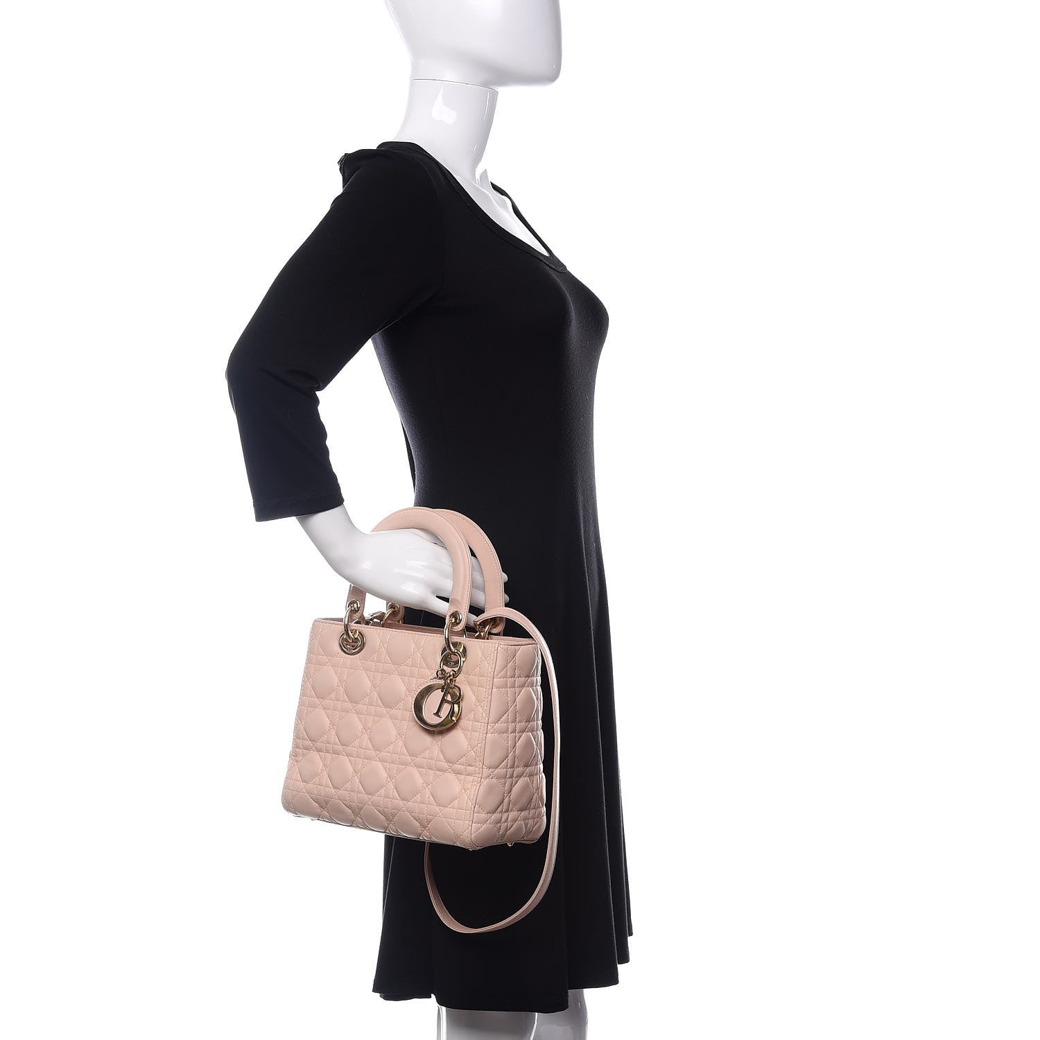 Christian Dior Lambskin Cannage Medium Lady Dior Light Pink 3 of 9