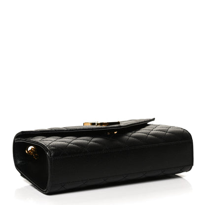 Saint Laurent Grain De Poudre Textured Mixed Matelasse Triquilt Small Monogram Satchel Black 4 of 10