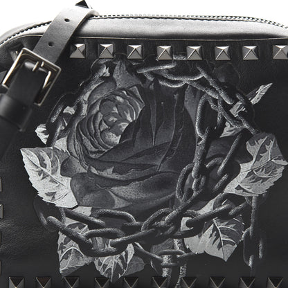Valentino Garavani X UNDERCOVER Calfskin Rockstud Rose Print Camera Crossbody Bag Black 9 of 9