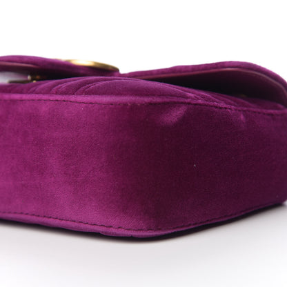 Gucci Velvet Matelasse Mini GG Marmont Shoulder Bag Fuchsia Violet Cyclamen 8 of 9