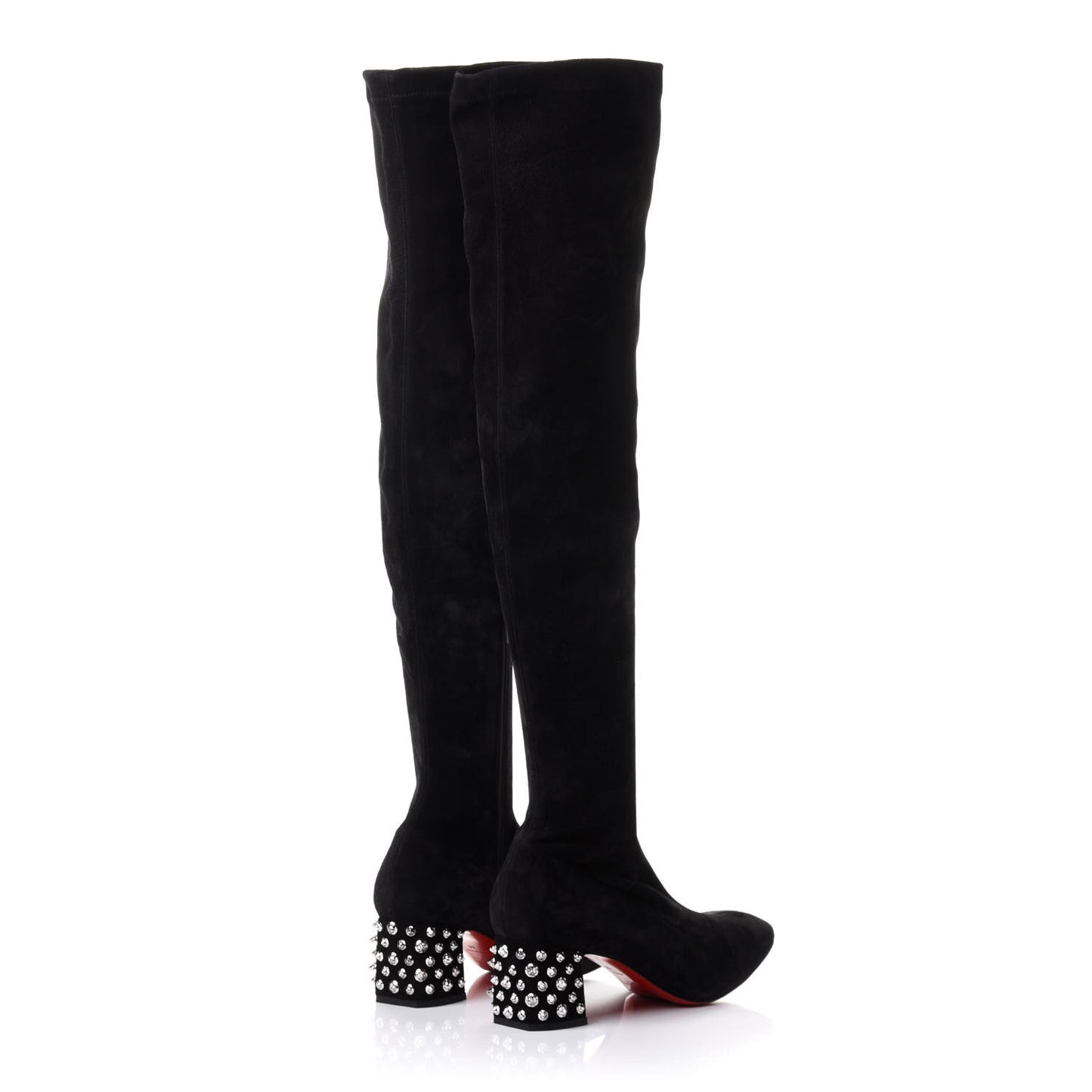 Veau Velours Spiked Study Stretch 55 Over The Knee Boots 41 Black