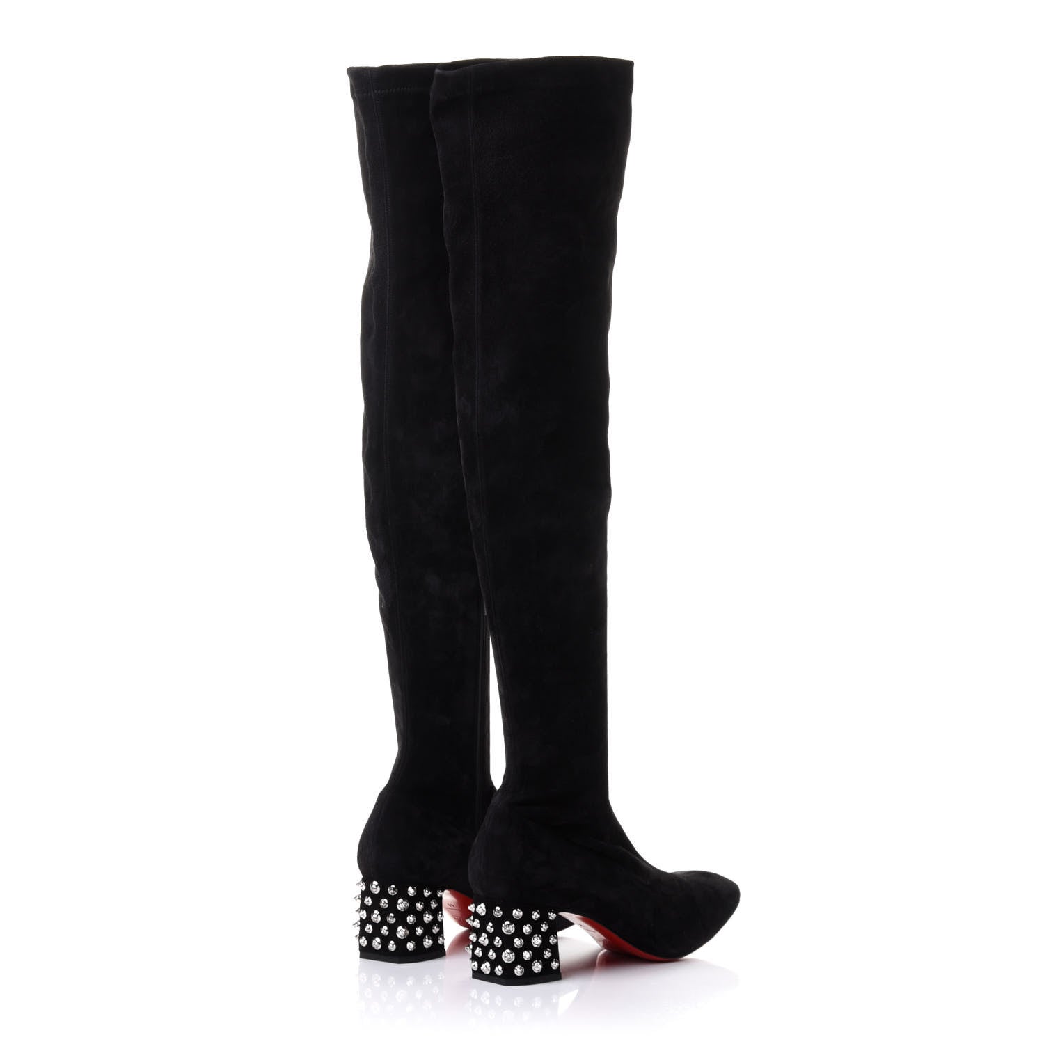 Christian Louboutin Veau Velours Spiked Study Stretch 55 Over The Knee Boots 41 Black 4 of 8