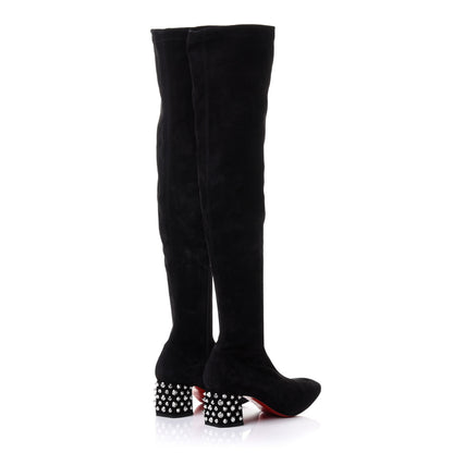 Christian Louboutin Veau Velours Spiked Study Stretch 55 Over The Knee Boots 41 Black 4 of 8