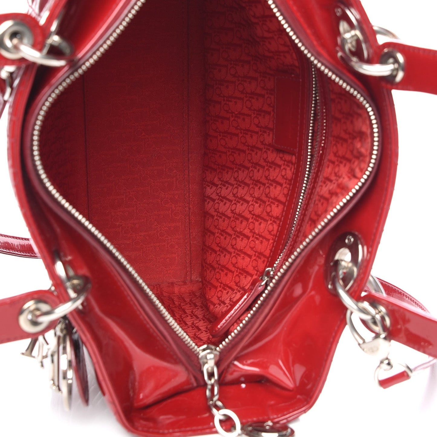 Patent Cannage Large Lady Dior Red
