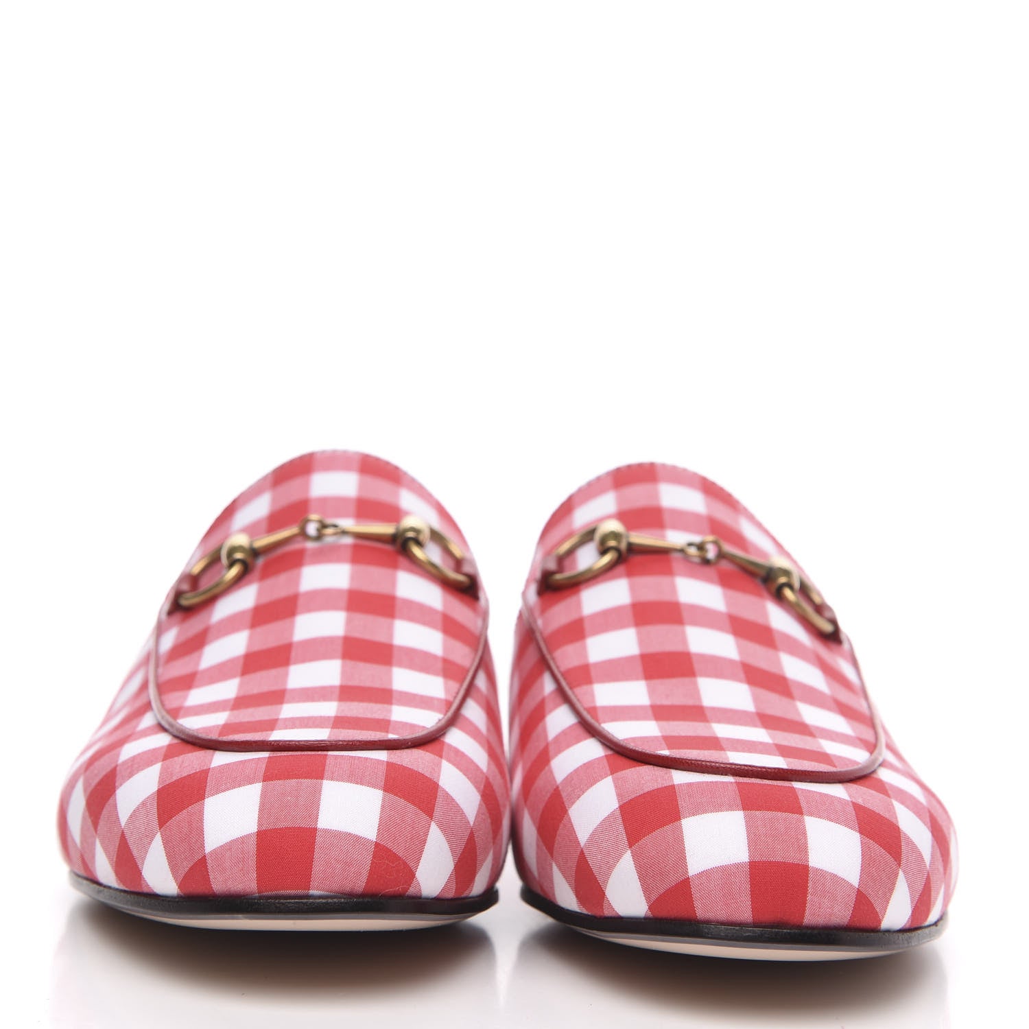 Gucci Cotton Gingham Womens Princetown Slippers 37.5 White Red 2 of 9