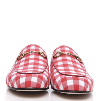 Gucci Cotton Gingham Womens Princetown Slippers 37.5 White Red 2 of 9